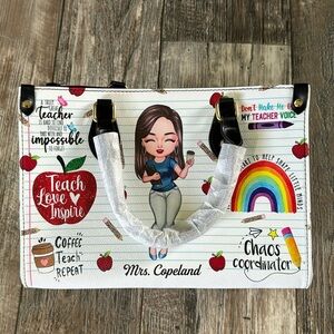Personalized Leather Bag - “Mrs Copeland” Teacher's Day, Bday Gift Teacher, New